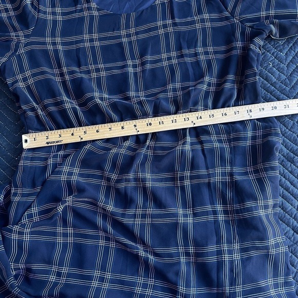 Sweet Salt Midi Dress Plus Size XXL Blue Plaid Lined Long Sleeve Modest Office - Picture 10 of 12